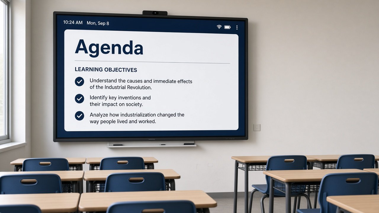 Text Widget widget projected on a classroom smart board